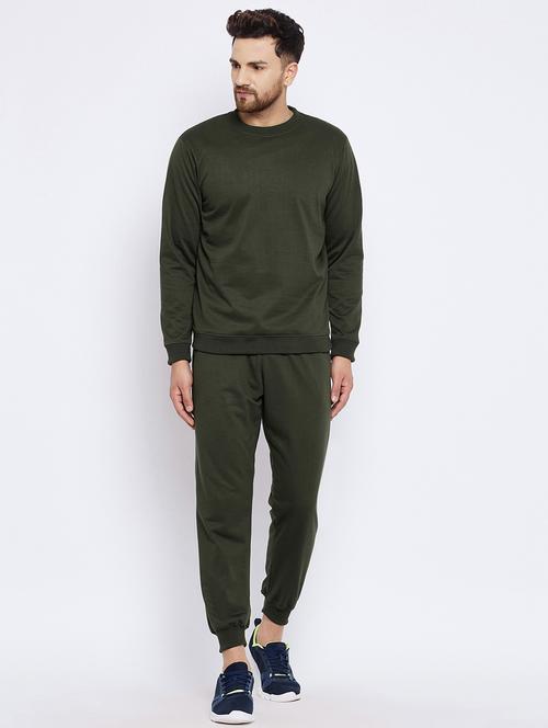 olive-green solid track suit - 18227677 - Very Small Image - 1