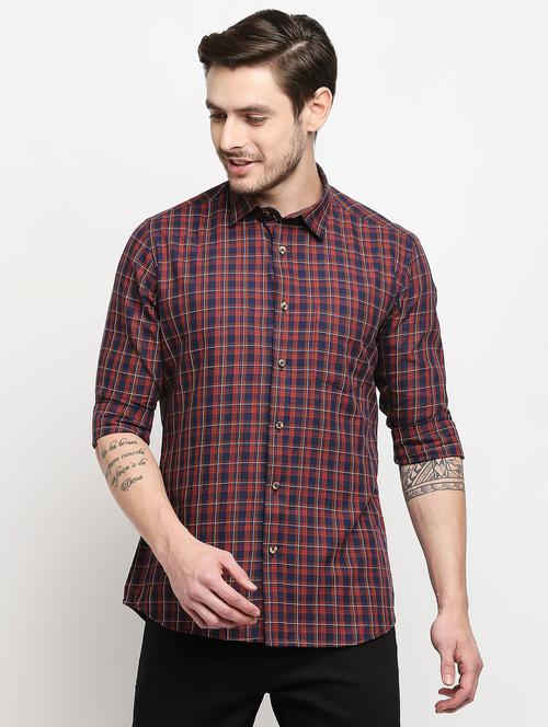 navy blue checkered casual shirt - 18227757 - Very Small Image - 1