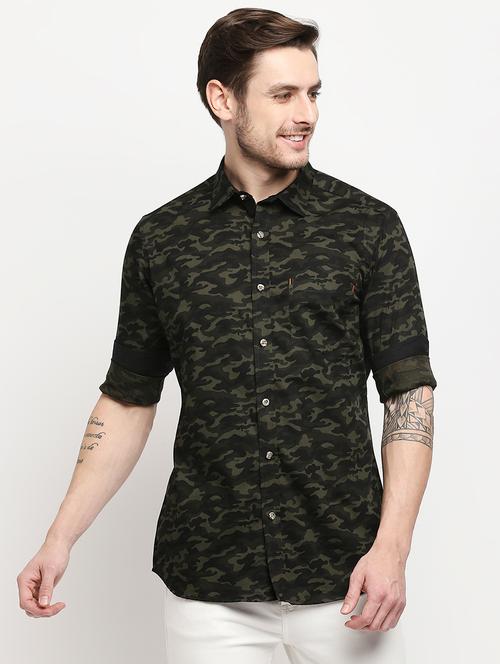 olive-green camouflage casual shirt - 18227758 - Very Small Image - 1