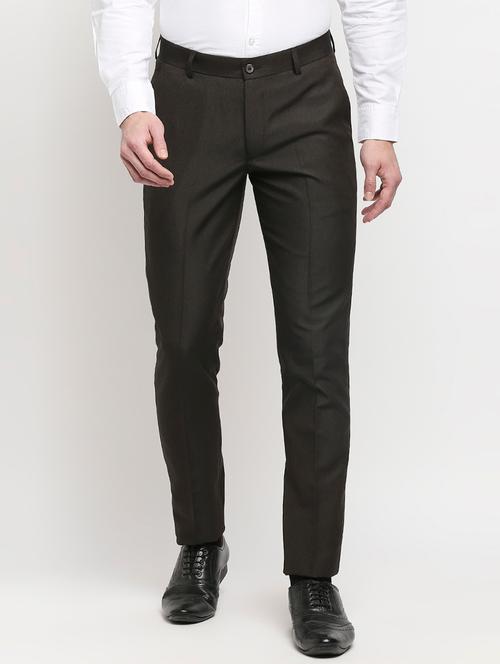 brown solid formal trouser - 18227838 - Very Small Image - 1