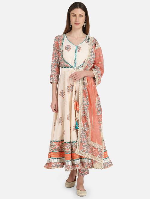 yellow cotton kurta dupatta set - 18229305 - Very Small Image - 1