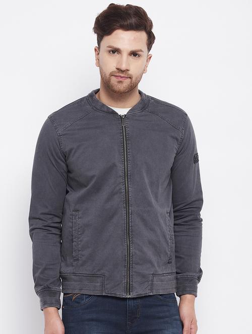 grey solid quilted jacket - 18229919 - Very Small Image - 1