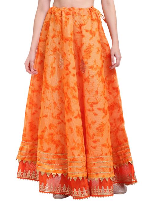 orange printed flared skirt - 18230215 - Very Small Image - 1