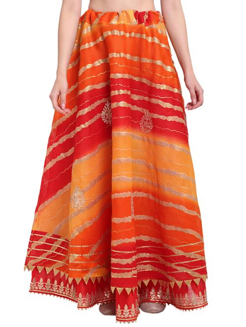 orange printed flared skirt - 18230218 - Very Small Image - 1