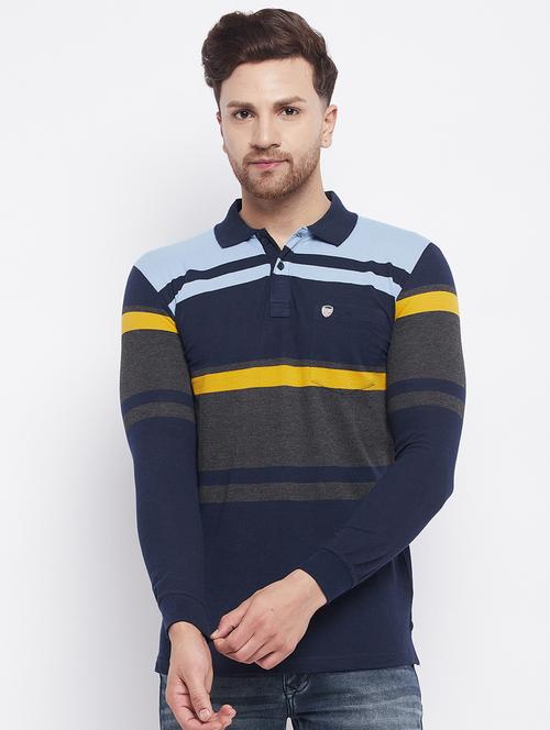 navy-blue striped polo t-shirt - 18230321 - Very Small Image - 1