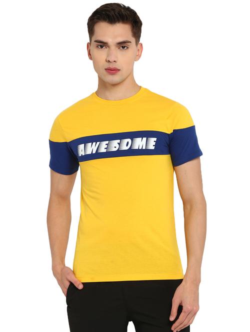 yellow chest-printed t-shirt - 18230386 - Very Small Image - 1