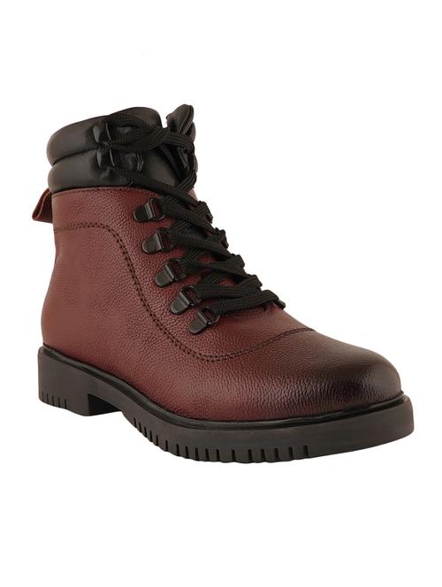 maroon leather laceup boots - 18230516 - Very Small Image - 1