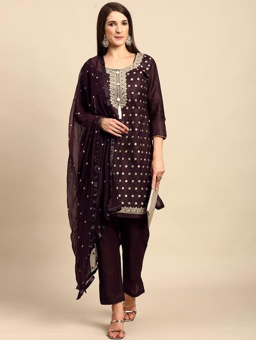 embroidered unstitched suit set - 18230768 - Very Small Image - 1
