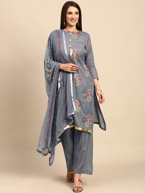 embroidered unstitched suit set - 18230788 - Very Small Image - 1
