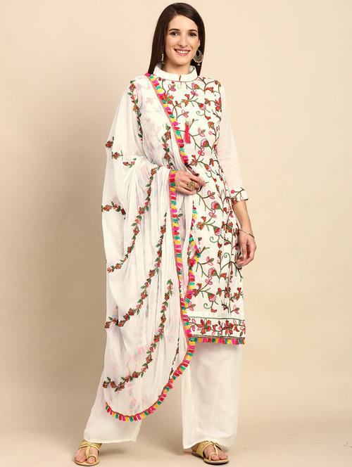 off-white embroidered unstitched suit set - 18230793 - Very Small Image - 1