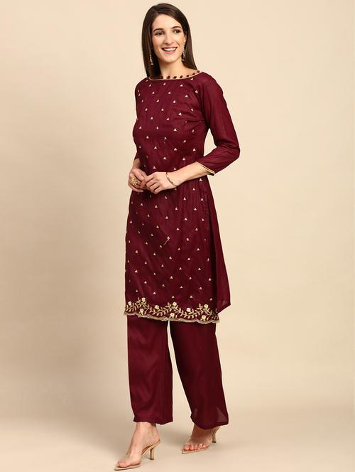 embroidered unstitched suit set - 18230794 - Very Small Image - 1