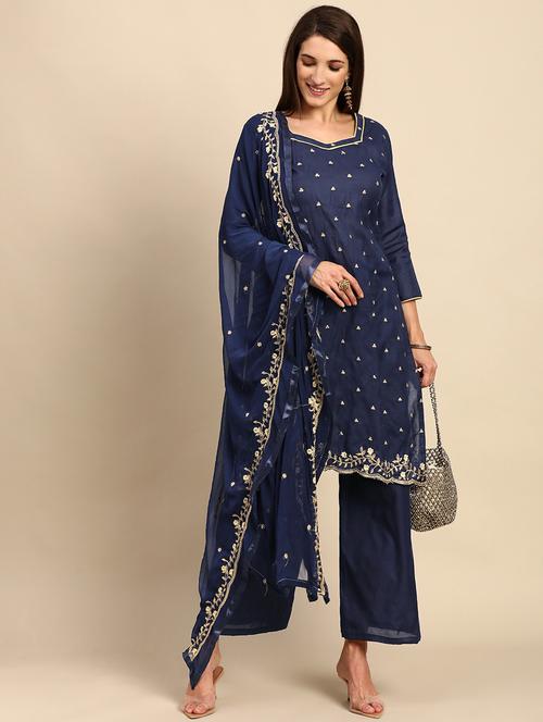 embroidered unstitched suit set - 18230798 - Very Small Image - 1