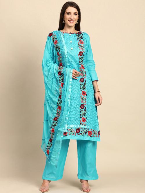 embroidered unstitched suit set - 18230800 - Very Small Image - 1