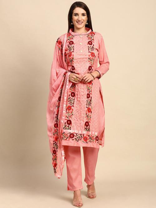 embroidered unstitched suit set - 18230801 - Very Small Image - 1