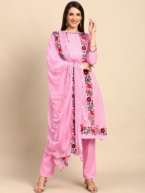 embroidered unstitched suit set - 18230803 - Very Small Image - 1