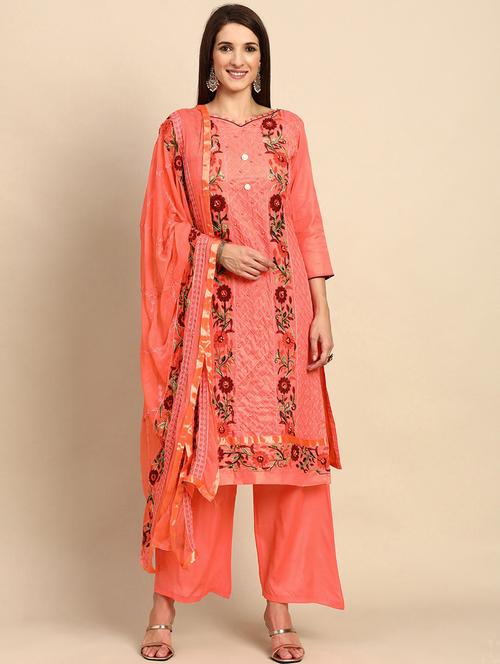 embroidered unstitched suit set - 18230804 - Very Small Image - 1