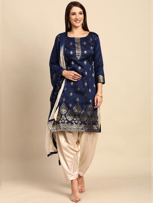 navy blue unstitched suit set - 18230806 - Very Small Image - 1