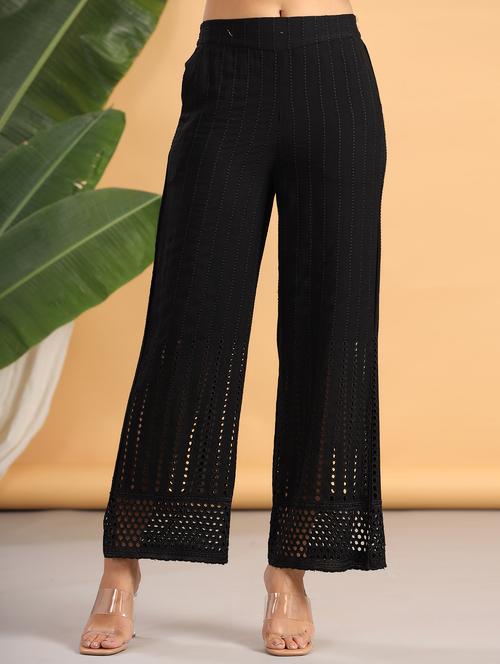 black cut work straight palazzo - 18230988 - Very Small Image - 1