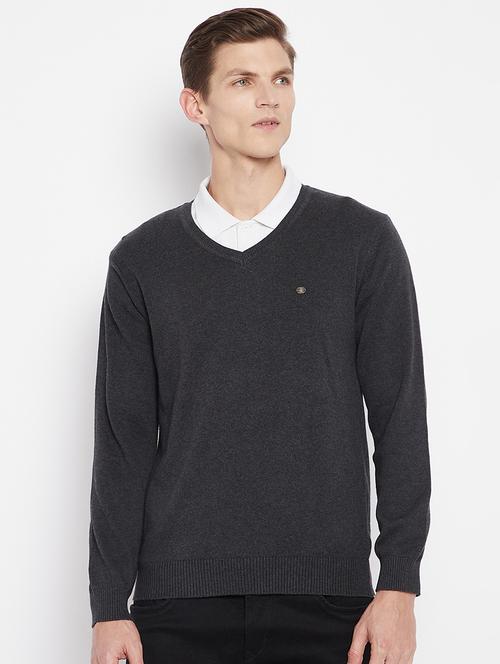 charcoal-grey solid pullover - 18231113 - Very Small Image - 1