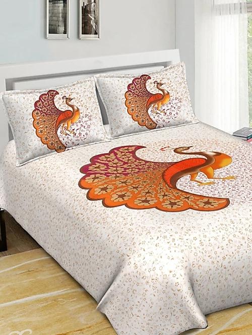 divamee bedsheets 100% pure cotton, vibrant colours jaipuri print double bedsheet with 2 pillow covers-color resistance - 18231192 - Very Small Image - 1