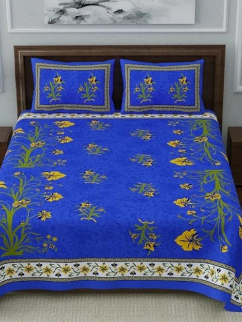 divamee bedsheets 100% pure cotton, vibrant colours jaipuri print double bedsheet with 2 pillow covers-color resistance - 18231198 - Very Small Image - 1
