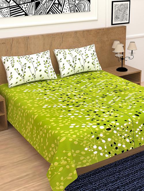 divamee bedsheets 100% pure cotton, vibrant colours jaipuri print double bedsheet with 2 pillow covers-color resistance - 18231200 - Very Small Image - 1
