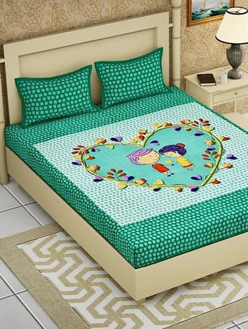 divamee bedsheets 100% pure cotton, vibrant colours jaipuri print double bedsheet with 2 pillow covers-color resistance - 18231204 - Very Small Image - 1