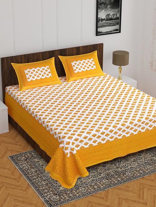 divamee bedsheets 100% pure cotton, vibrant colours jaipuri print double bedsheet with 2 pillow covers-color resistance - 18231213 - Very Small Image - 1