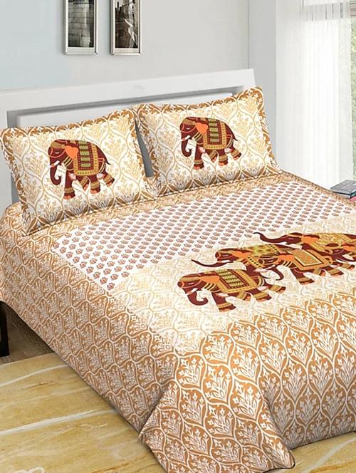 divamee bedsheets 100% pure cotton, vibrant colours jaipuri print double bedsheet with 2 pillow covers-color resistance - 18231217 - Very Small Image - 1