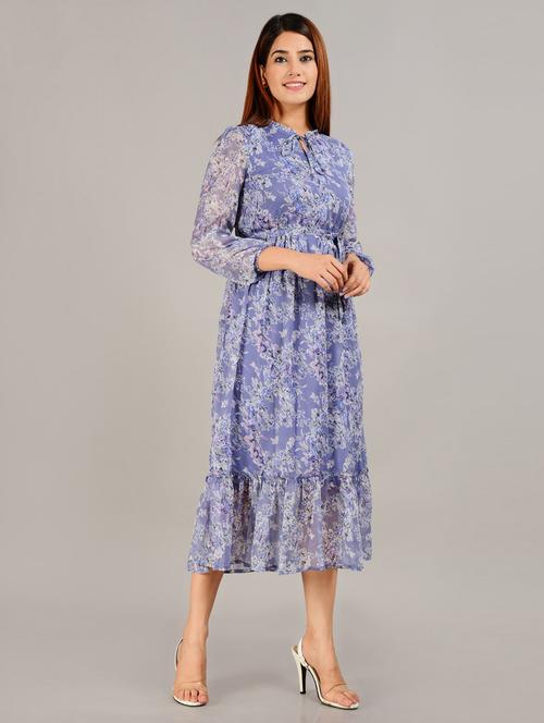 tie up neck floral dress - 18231419 - Very Small Image - 1