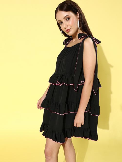 tie knot shoulder fit & flare dress - 18231670 - Very Small Image - 1