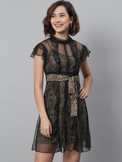 tie front mesh a-line dress - 18231689 - Very Small Image - 1