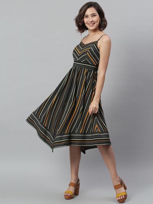 cami neck striped fit & flare dress - 18231750 - Very Small Image - 1