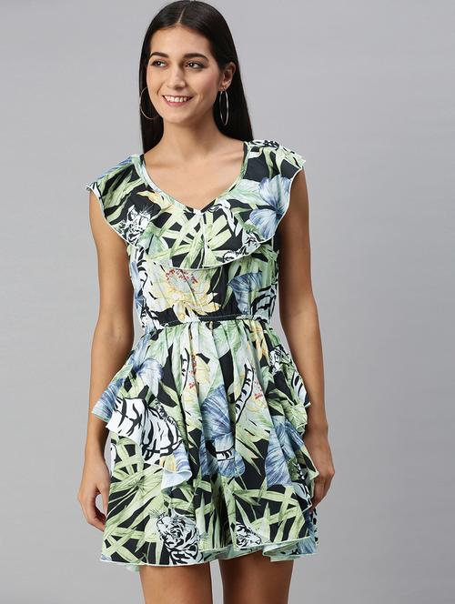 tropical printed with ruffles jumpsuit - 18231834 - Very Small Image - 1