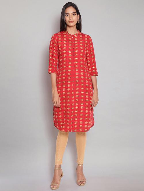 red straight kurta - 18231957 - Very Small Image - 1