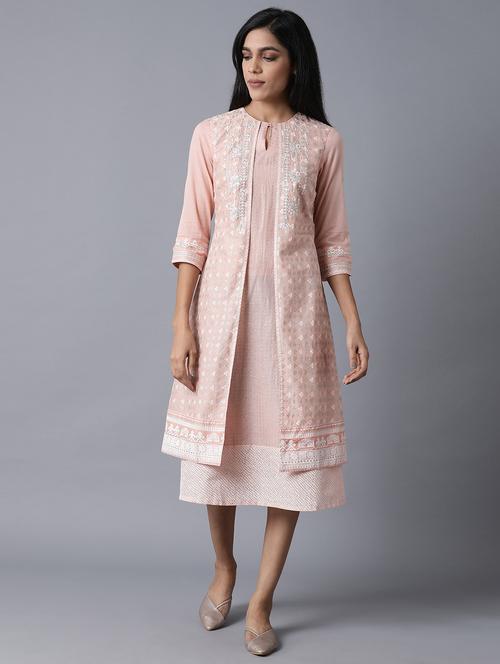 orange printed a-line ethnic dress - 18231992 - Very Small Image - 1