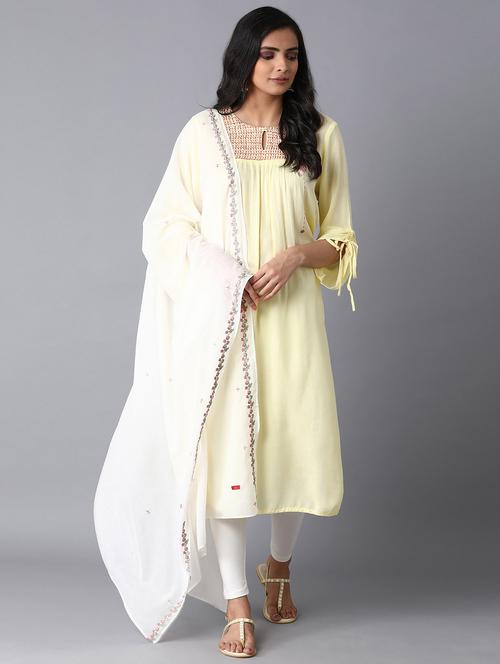 yellow solid straight kurta - 18232000 - Very Small Image - 1
