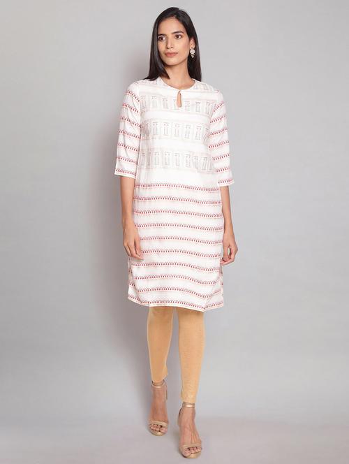 white stripe straight kurta - 18232010 - Very Small Image - 1