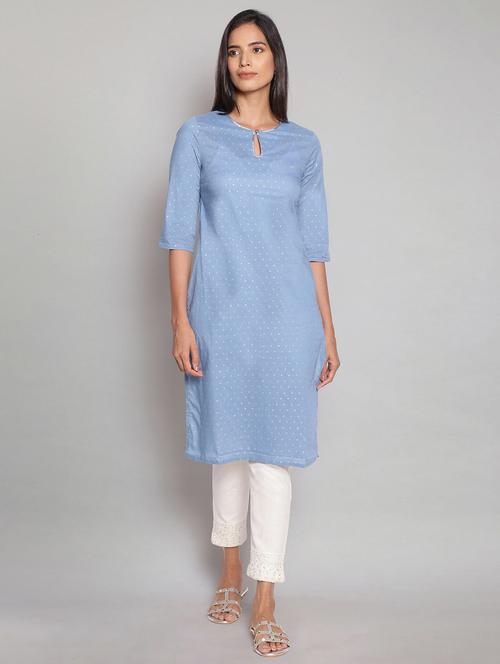 blue printed straight kurta - 18232017 - Very Small Image - 1