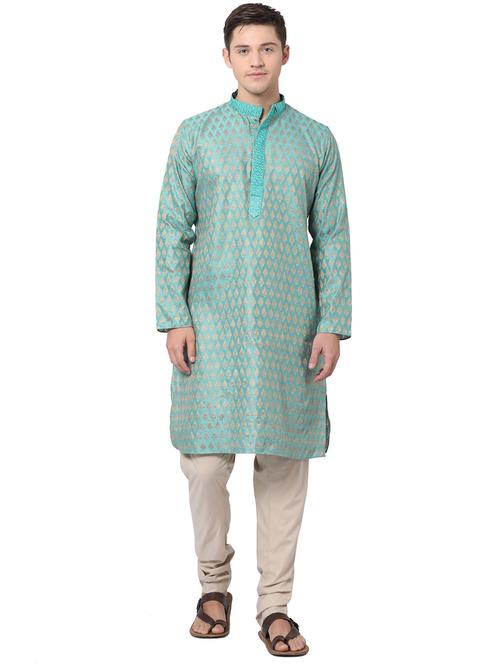 sea-green self-designed ethnic wear set - 18232121 - Very Small Image - 1