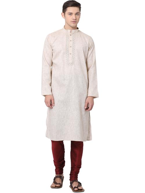 cream melange ethnic wear set - 18232123 - Very Small Image - 1