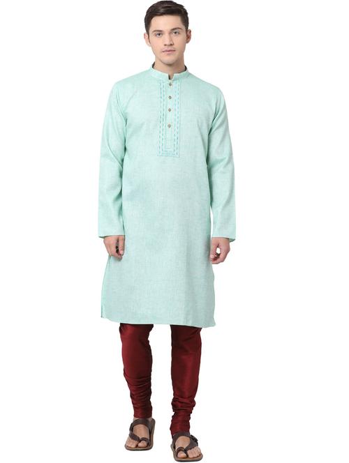 sea-green melange kurta pyjama ethnic wear set - 18232125 - Very Small Image - 1