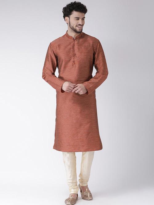 red self-designed kurta pyjama ethnic wear set - 18232135 - Very Small Image - 1
