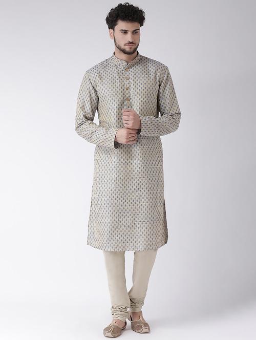 grey brocade kurta pyjama ethnic wear set - 18232156 - Very Small Image - 1