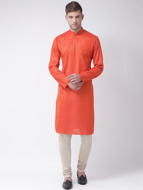 orange melange kurta pyjama ethnic wear set - 18232160 - Very Small Image - 1