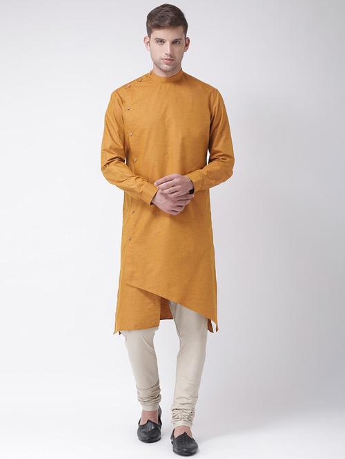 mustard melange kurta pyjama ethnic wear set - 18232164 - Very Small Image - 1