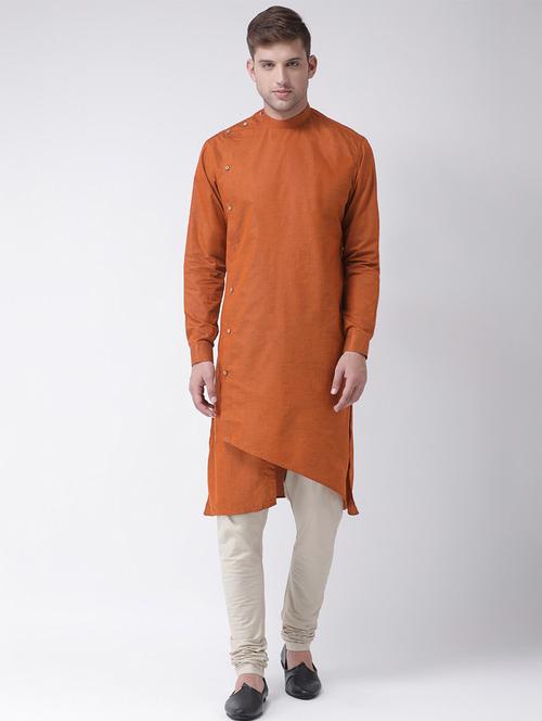 orange melange kurta pyjama ethnic wear set - 18232167 - Very Small Image - 1