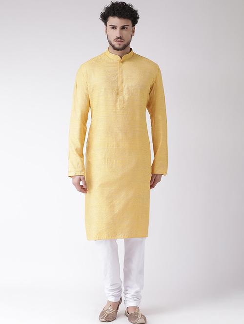 yellow brocade long kurta - 18232183 - Very Small Image - 1