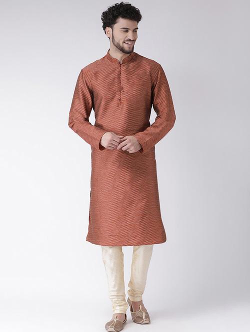 red brocade long kurta - 18232195 - Very Small Image - 1