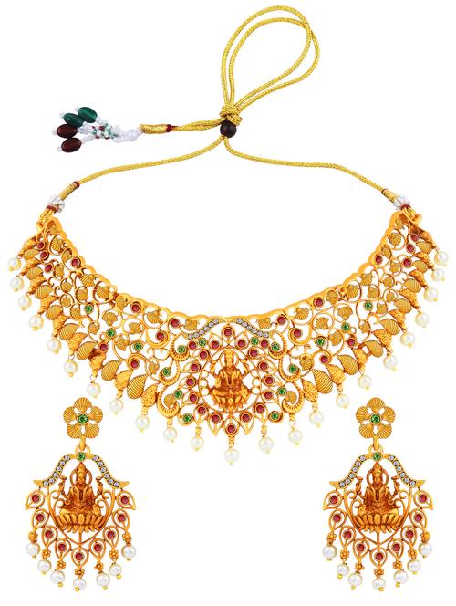 gold metal necklaces and earring - 18233517 - Very Small Image - 1